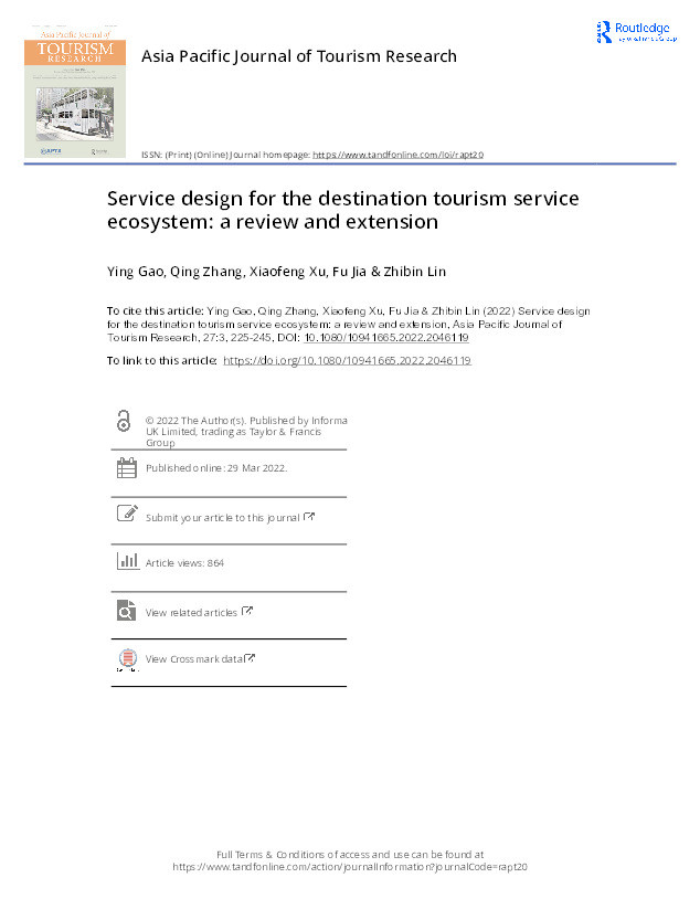 Service design for the destination tourism service ecosystem: A review and extension Thumbnail