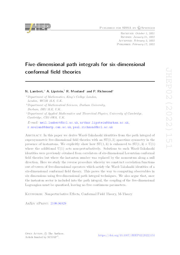 Five-dimensional path integrals for six-dimensional conformal field theories Thumbnail