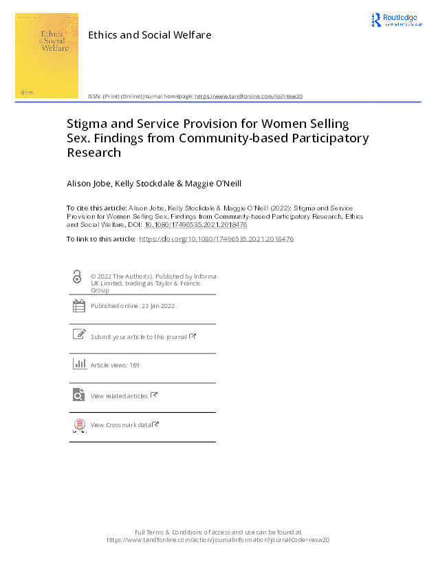 Stigma and Service Provision for Women Selling Sex. Findings from Community-based Participatory Research Thumbnail