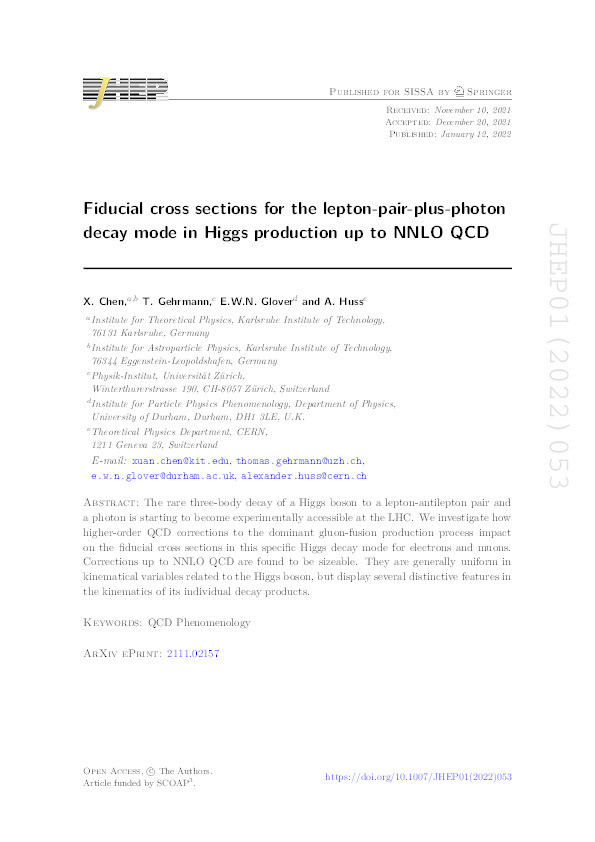 Fiducial cross sections for the lepton-pair-plus-photon decay mode in Higgs production up to NNLO QCD Thumbnail