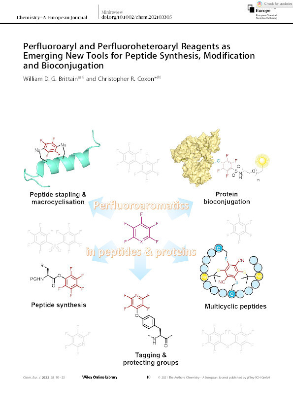 Perfluoroaryl and Perfluoroheteroaryl Reagents as Emerging New Tools for Peptide Synthesis, Modification and Bioconjugation Thumbnail