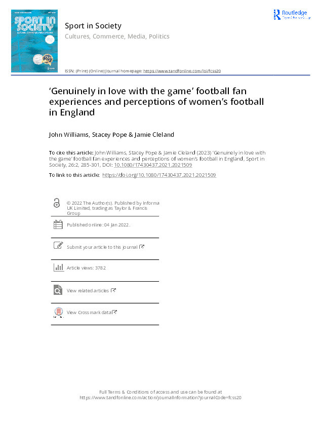 ‘Genuinely in love with the game’ football fan experiences and perceptions of women’s football in England Thumbnail