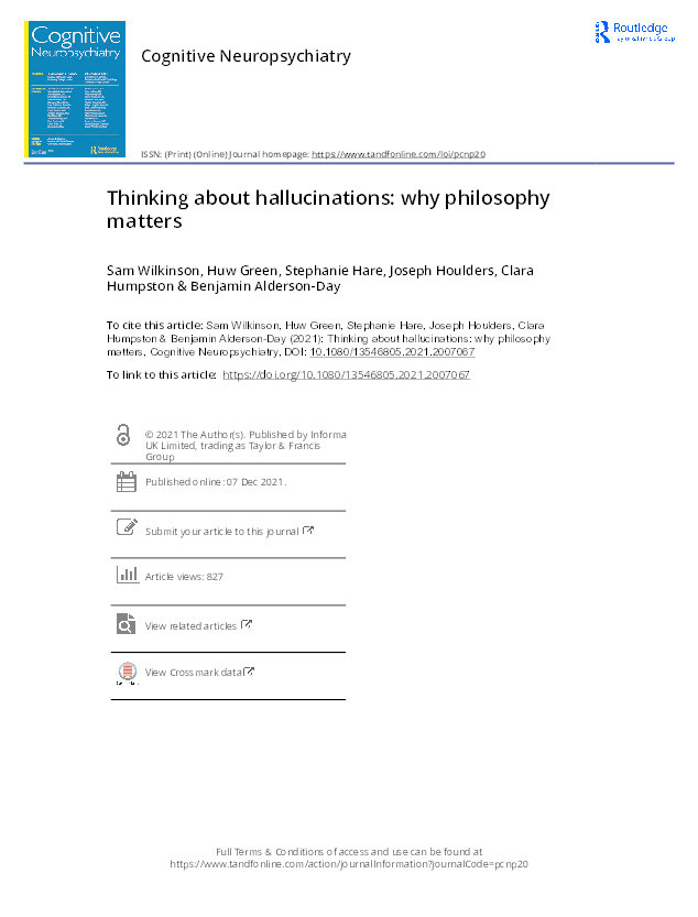 Thinking about hallucinations: why philosophy matters Thumbnail