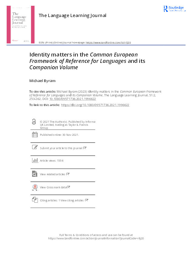 Identity matters in the Common European Framework of Reference for Languages and its Companion Volume Thumbnail