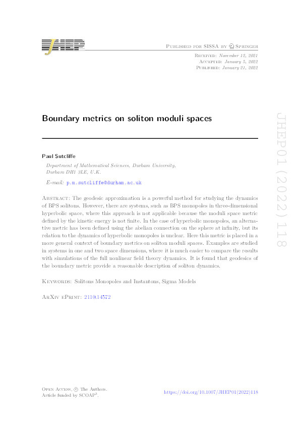 Boundary metrics on soliton moduli spaces Thumbnail