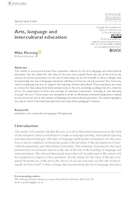 Arts, language and intercultural education Thumbnail