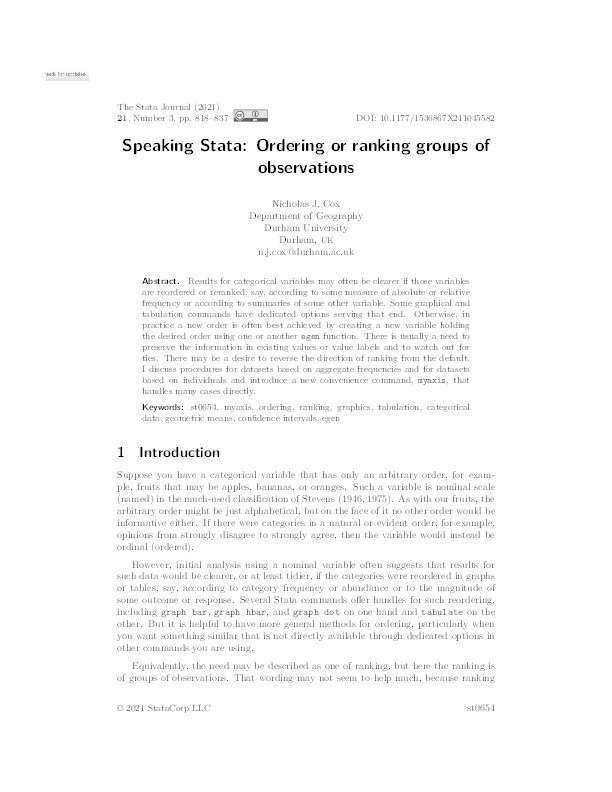 Speaking Stata: Ordering or ranking groups of observations Thumbnail