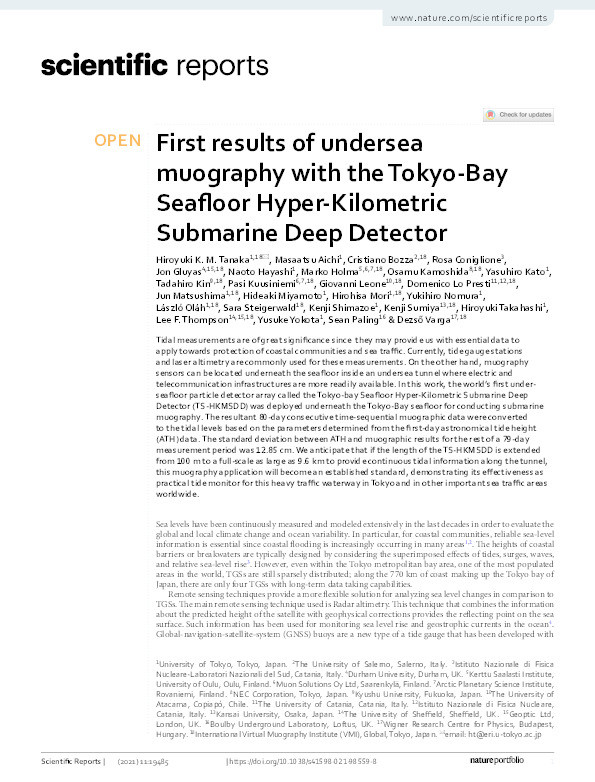 First results of undersea muography with the Tokyo-Bay Seafloor Hyper-Kilometric Submarine Deep Detector Thumbnail