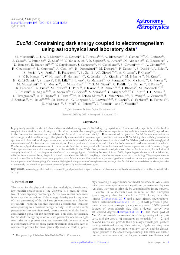 Euclid: Constraining dark energy coupled to electromagnetism using astrophysical and laboratory data Thumbnail