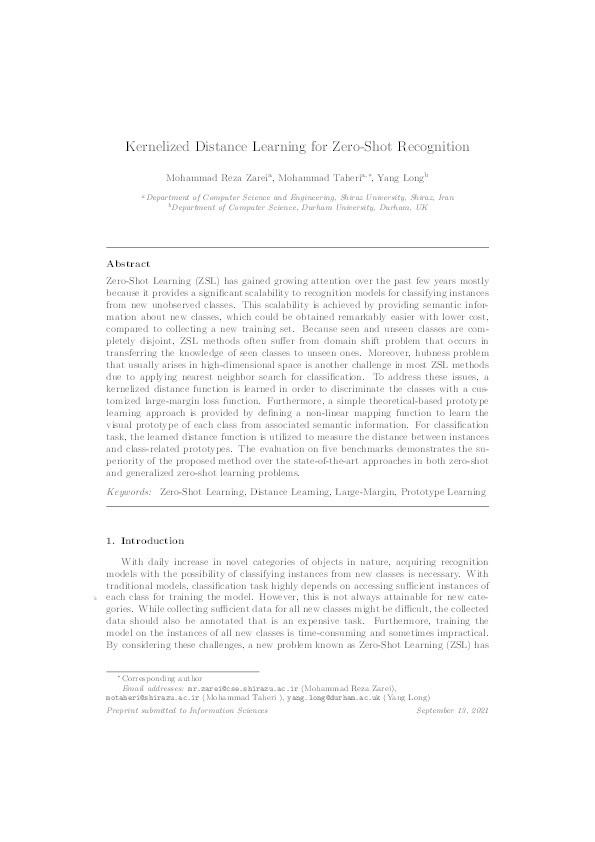 Kernelized distance learning for zero-shot recognition Thumbnail