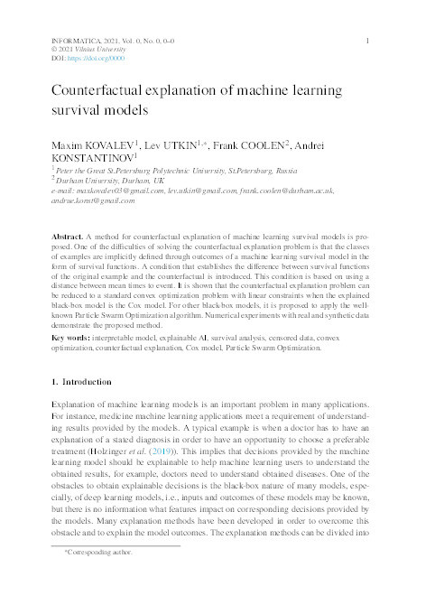 Counterfactual explanation of machine learning survival models Thumbnail