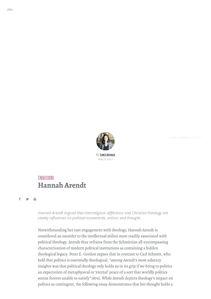 Hannah Arendt's Political Theology Thumbnail