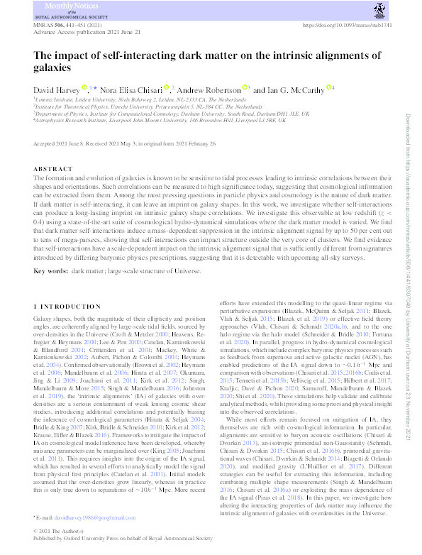 The impact of self-interacting dark matter on the intrinsic alignments of galaxies Thumbnail