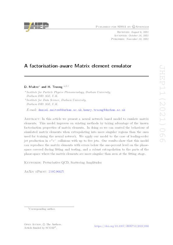 A factorisation-aware Matrix element emulator Thumbnail
