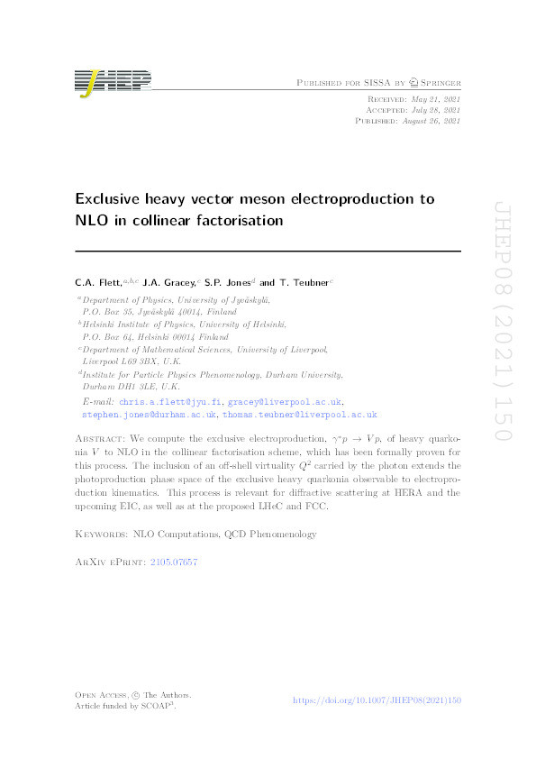 Exclusive heavy vector meson electroproduction to NLO in collinear factorisation Thumbnail