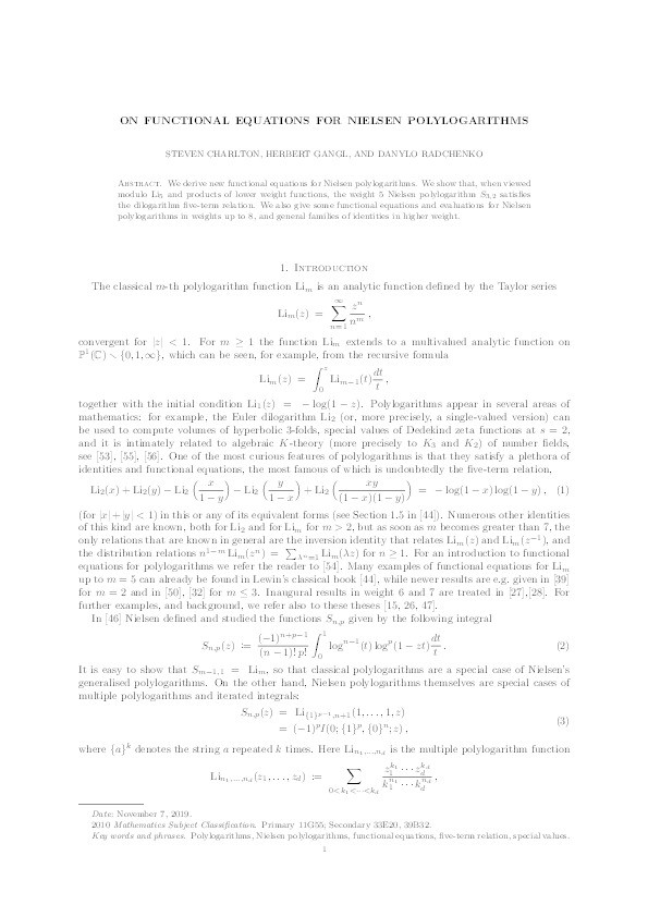 On functional equations for Nielsen polylogarithms Thumbnail