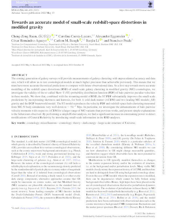 Towards an accurate model of small-scale redshift-space distortions in modified gravity Thumbnail