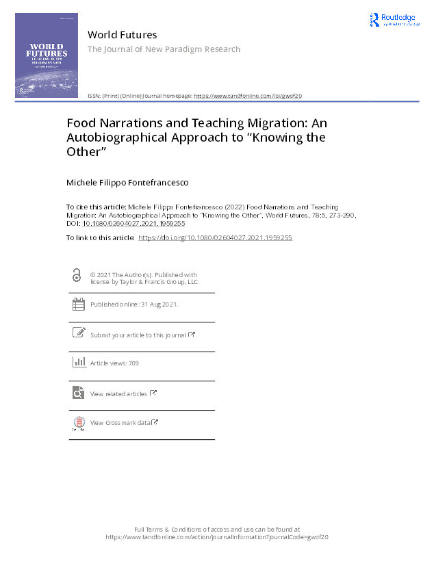 Food Narrations and Teaching Migration: An Autobiographical Approach to “Knowing the Other” Thumbnail
