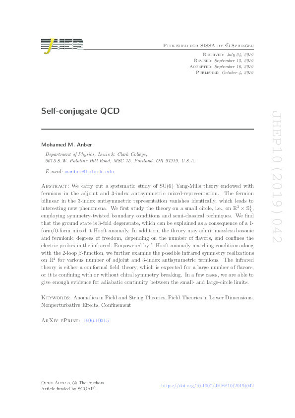 Self-conjugate QCD Thumbnail