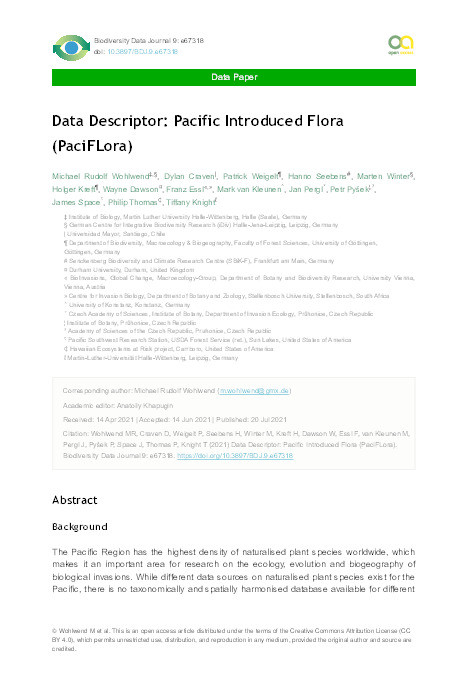 Data Descriptor: Pacific Introduced Flora (PaciFLora) Thumbnail