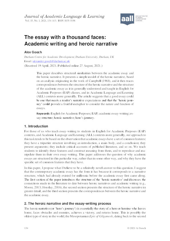 The essay with a thousand faces: Academic writing and heroic narrative Thumbnail