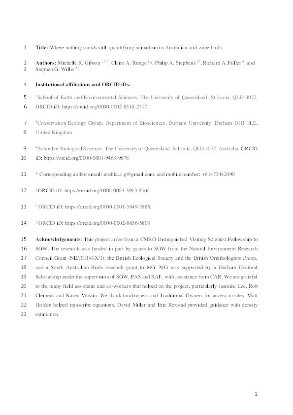 Where nothing stands still: quantifying nomadism in Australian arid-zone birds Thumbnail