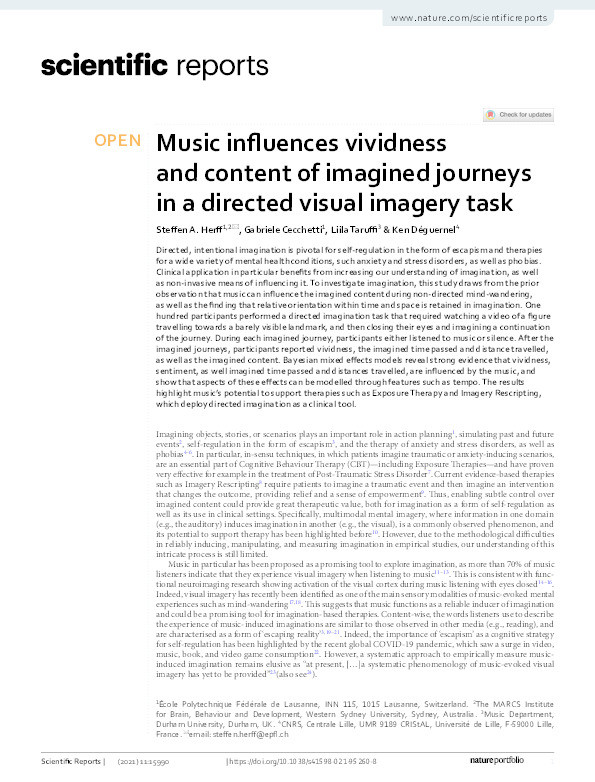 Music influences vividness and content of imagined journeys in a directed visual imagery task Thumbnail