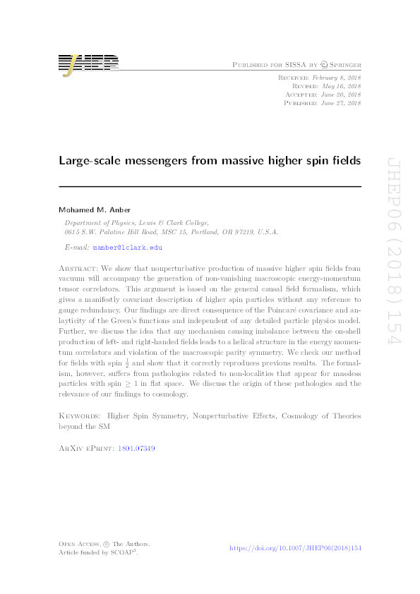 Large-scale messengers from massive higher spin fields Thumbnail