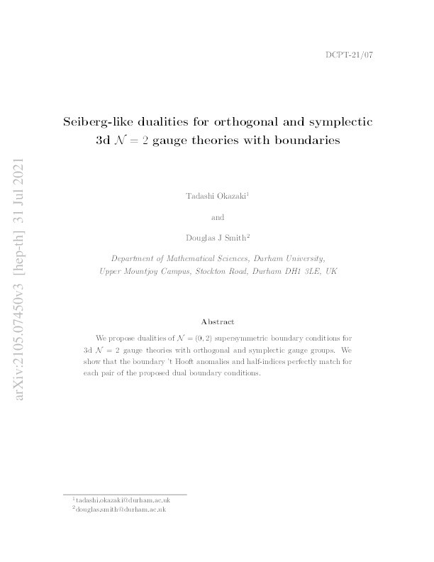 Seiberg-like dualities for orthogonal and symplectic 3d $$ \mathcal{N} $$ = 2 gauge theories with boundaries Thumbnail