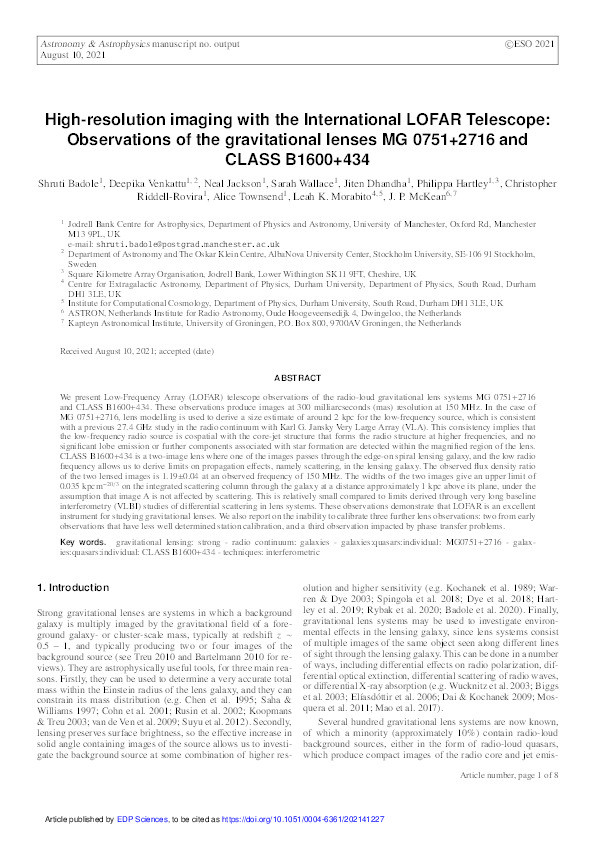 High-resolution imaging with the International LOFAR Telescope: Observations of the gravitational lenses MG 0751+2716 and CLASS B1600+434 Thumbnail