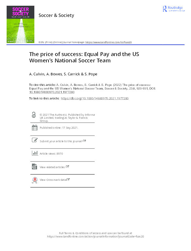The Price of Success: Equal Pay and the US Women’s National Soccer Team Thumbnail