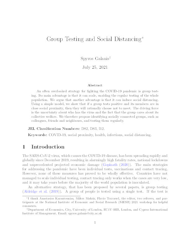 Group Testing and Social Distancing Thumbnail