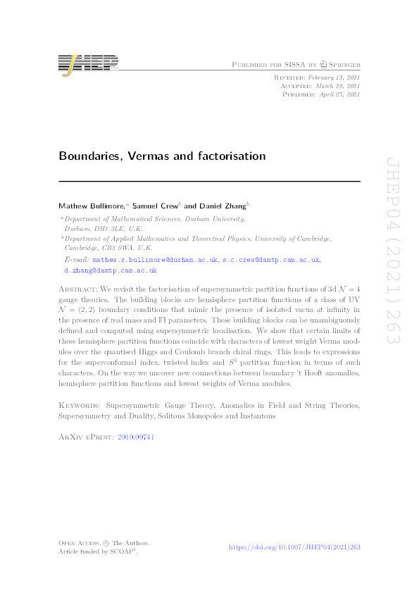 Boundaries, Vermas and factorisation Thumbnail
