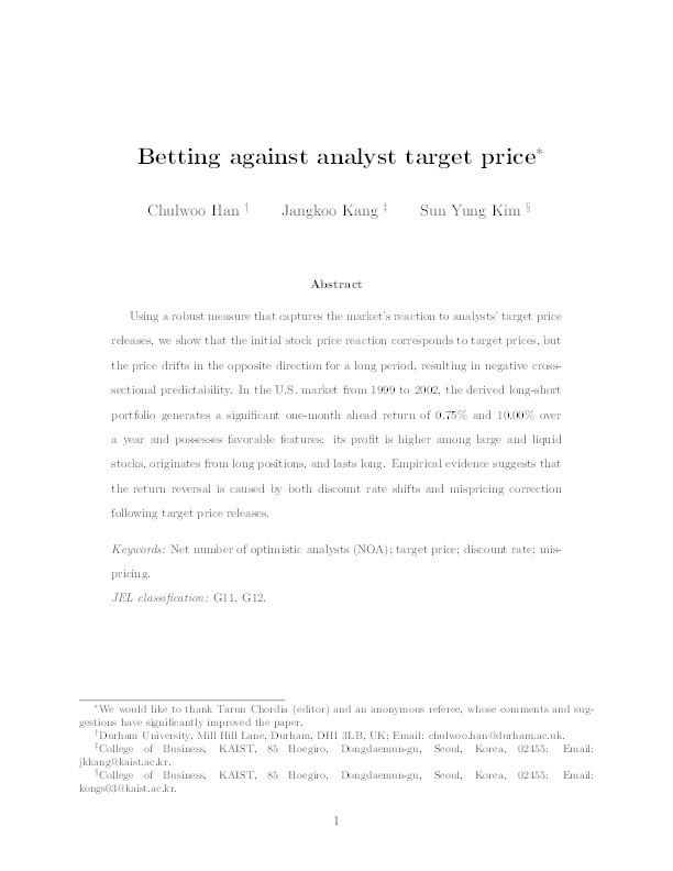Betting against analyst target price Thumbnail