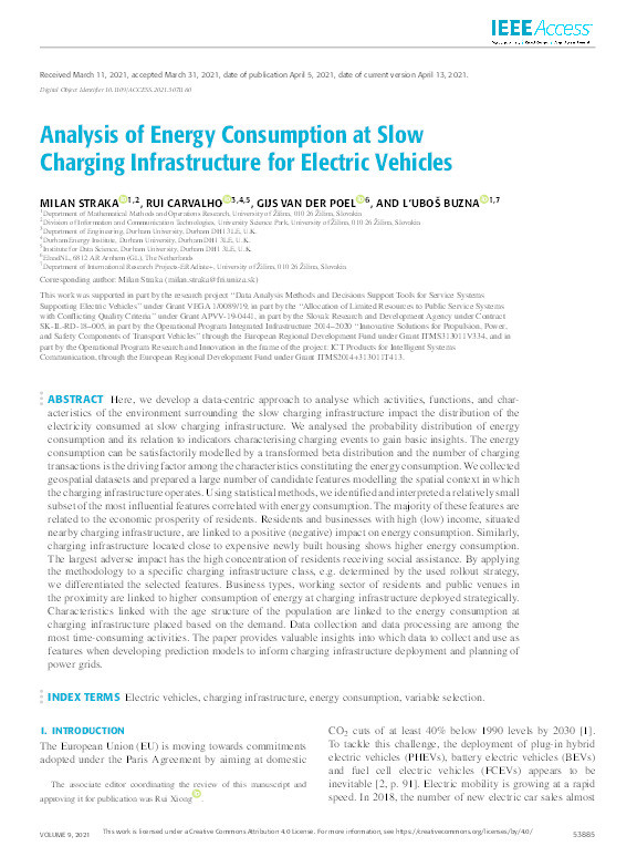 Analysis of Energy Consumption at Slow Charging Infrastructure for Electric Vehicles Thumbnail