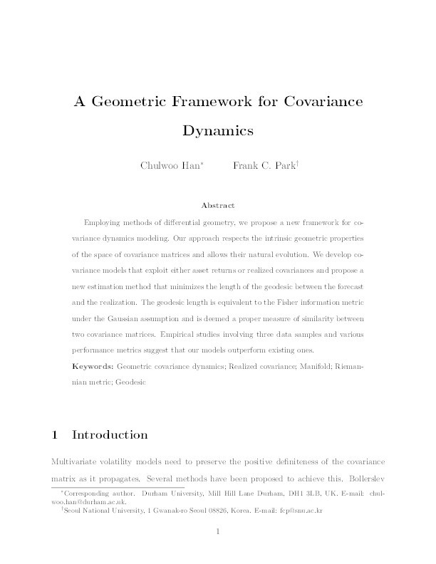 A Geometric Framework for Covariance Dynamics Thumbnail
