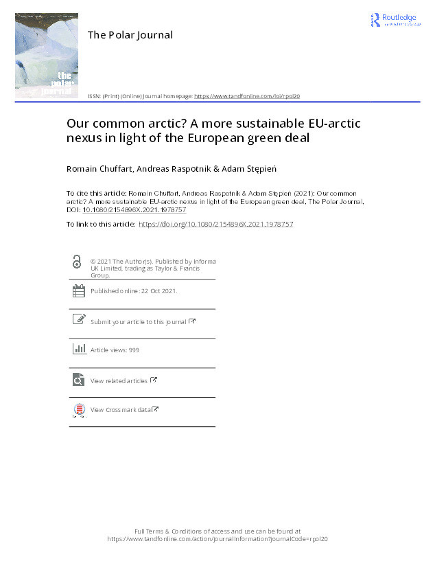 Our Common Arctic? A More Sustainable EU-Arctic Nexus in Light of the European Green Deal Thumbnail