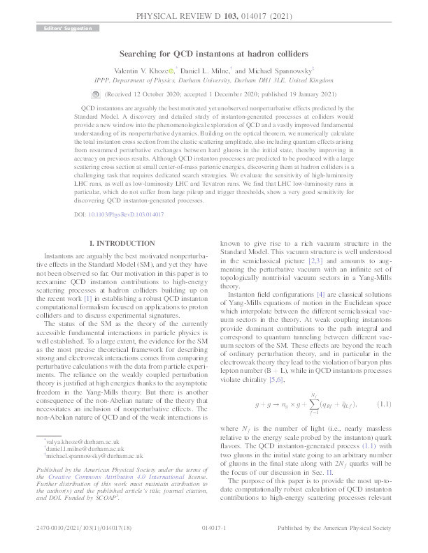 Searching for QCD instantons at hadron colliders Thumbnail