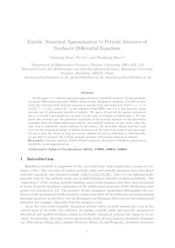 Ergodic Numerical Approximation to Periodic Measures of Stochastic Differential Equations Thumbnail