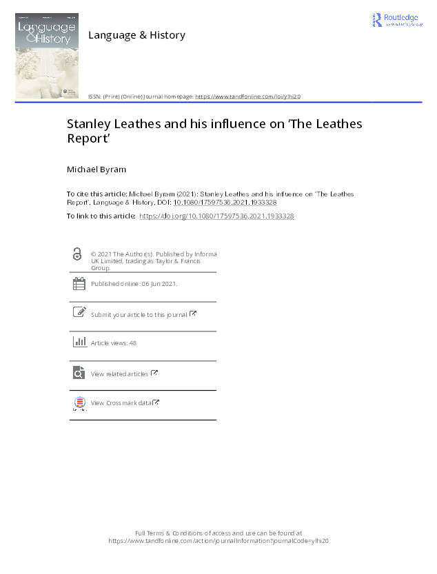 Stanley Leathes and his influence on ‘The Leathes Report’ Thumbnail