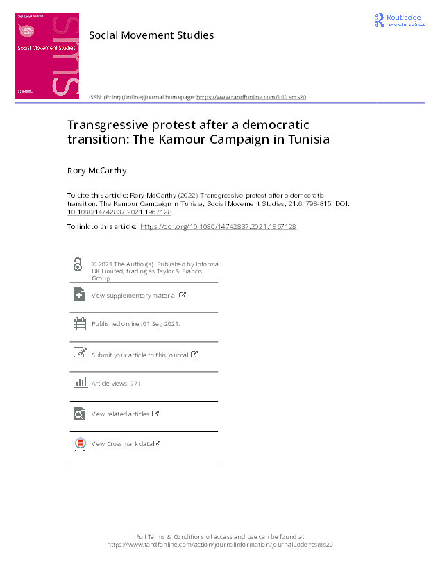 Transgressive Protest after a Democratic Transition: The Kamour Campaign in Tunisia Thumbnail