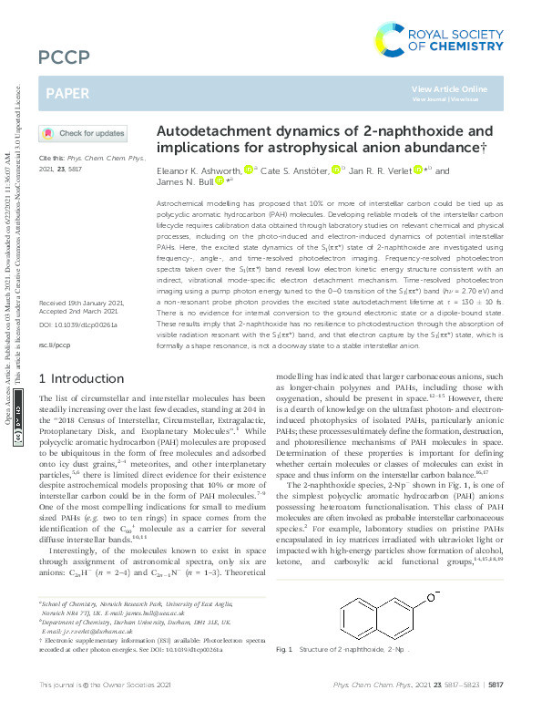 Autodetachment dynamics of 2-naphthoxide and implications for astrophysical anion abundance Thumbnail