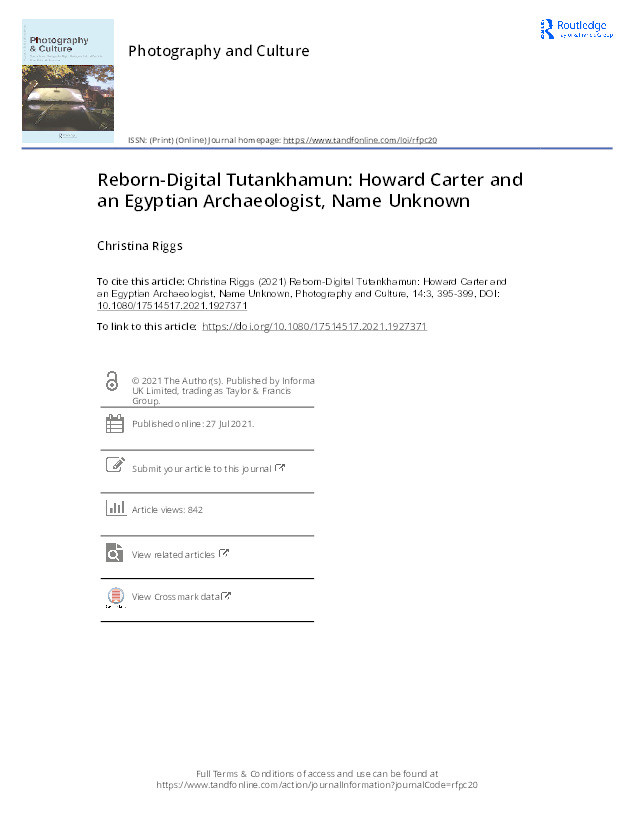 Reborn-Digital Tutankhamun: Howard Carter and an Egyptian Archaeologist, Name Unknown Thumbnail