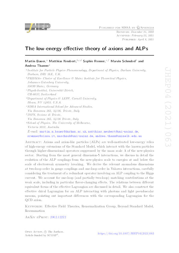 The low-energy effective theory of axions and ALPs Thumbnail