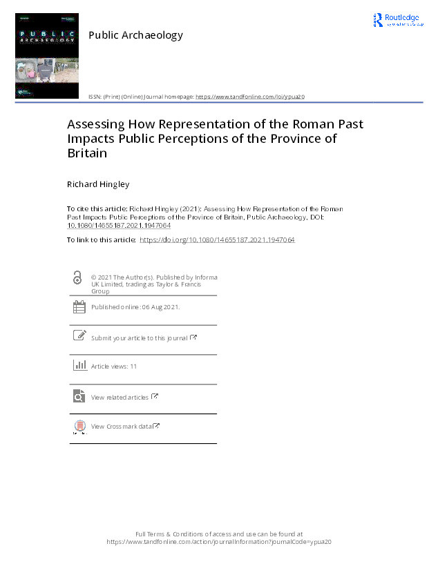 Assessing How Representation of the Roman Past Impacts Public Perceptions of the Province of Britain Thumbnail