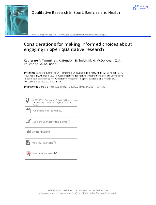 Considerations for making informed choices about engaging in open qualitative research Thumbnail