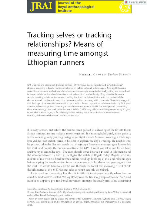Tracking selves or tracking relationships? Means of measuring time amongst Ethiopian runners Thumbnail
