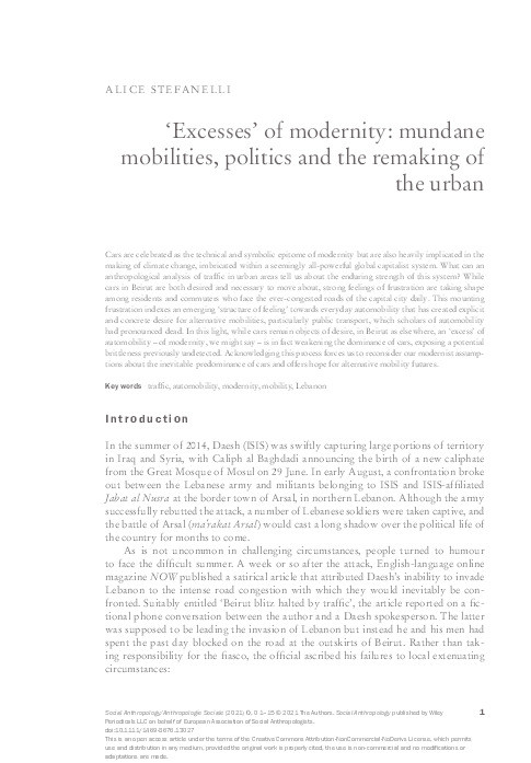 ‘Excesses’ of modernity: mundane mobilities, politics, and the remaking of the urban Thumbnail