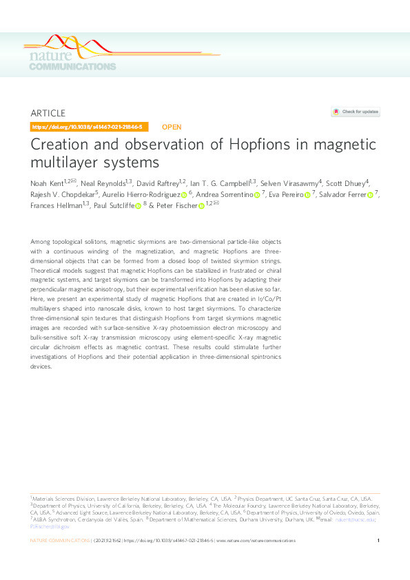 Creation and observation of Hopfions in magnetic multilayer systems Thumbnail