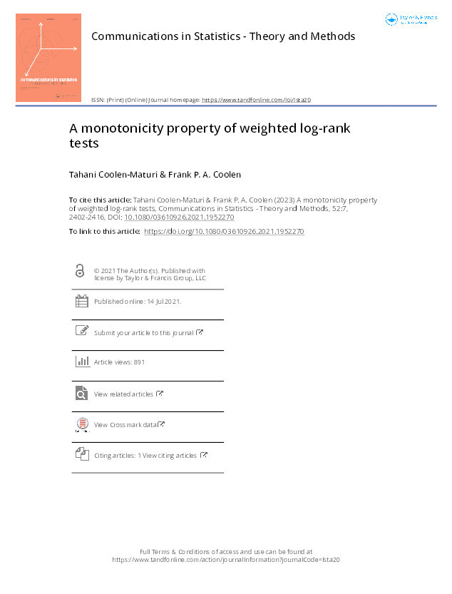 A monotonicity property of weighted log-rank tests Thumbnail